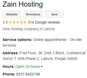 Zain Hosting Google Reviews